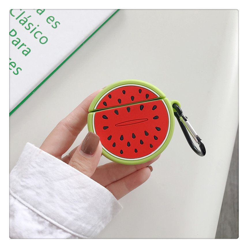 Cute Design Cartoon Silicone Cover Skin for Airpod (1 / 2) Charging Case (Watermelon)